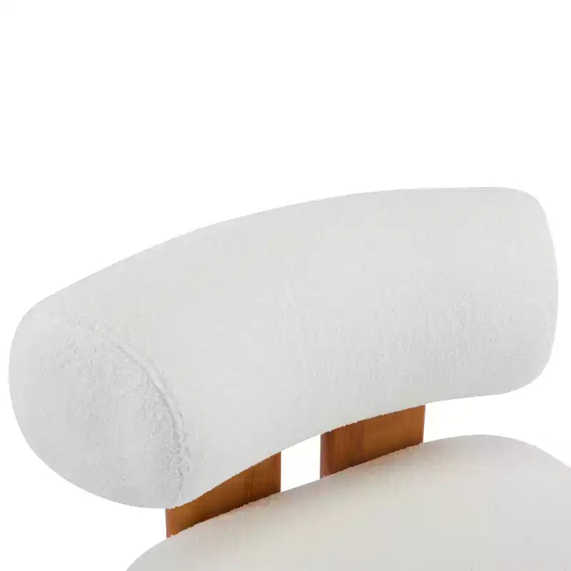 Sedia imbottita Orla contemporanea in legno di gomma e bouclé Christopher Knight Home