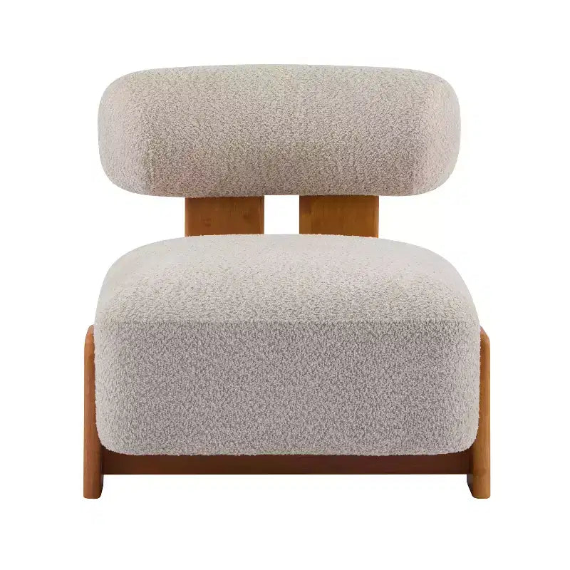 Sedia imbottita Orla contemporanea in legno di gomma e bouclé Christopher Knight Home