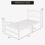 Twin Bed Frame, Twin Size Metal Platform with Heart Shaped Headboard, 11.5 Underbed Storage, No Box Spring Needed, Noise Free & Easy Assembly