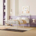 Twin Bed Frame, Twin Size Metal Platform with Heart Shaped Headboard, 11.5 Underbed Storage, No Box Spring Needed, Noise Free & Easy Assembly
