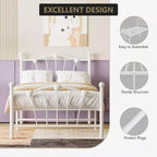 Twin Bed Frame, Twin Size Metal Platform with Heart Shaped Headboard, 11.5 Underbed Storage, No Box Spring Needed, Noise Free & Easy Assembly