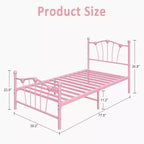 Twin Bed Frame, Twin Size Metal Platform with Heart Shaped Headboard, 11.5 Underbed Storage, No Box Spring Needed, Noise Free & Easy Assembly