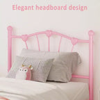 Twin Bed Frame, Twin Size Metal Platform with Heart Shaped Headboard, 11.5 Underbed Storage, No Box Spring Needed, Noise Free & Easy Assembly