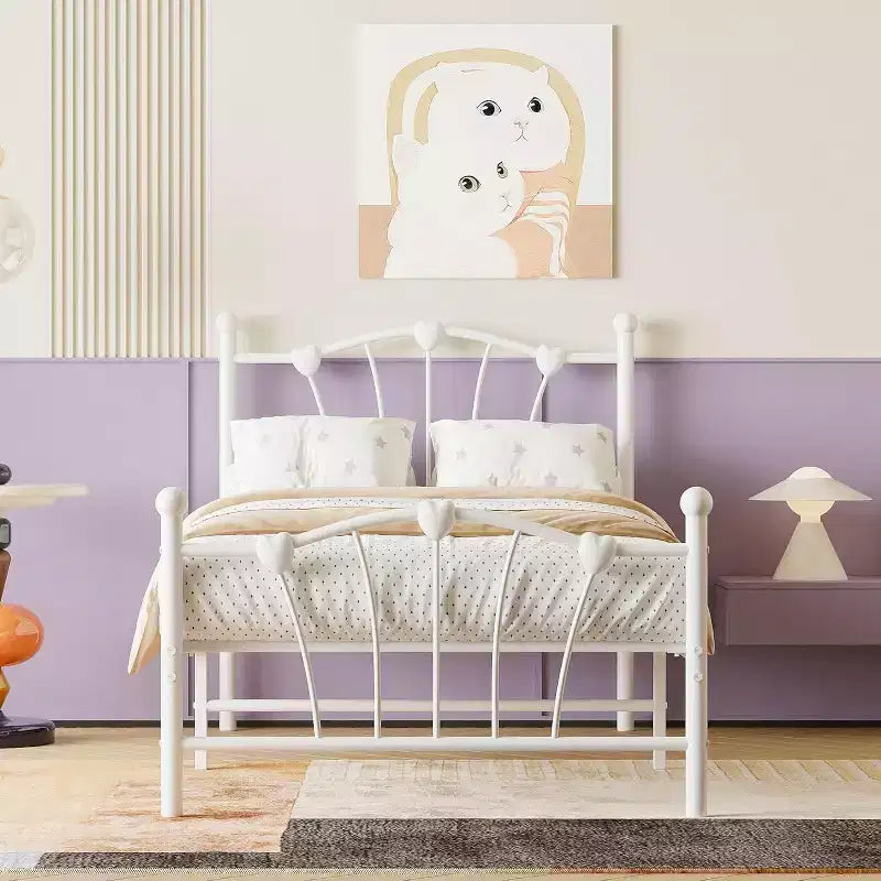 Twin Bed Frame, Twin Size Metal Platform with Heart Shaped Headboard, 11.5 Underbed Storage, No Box Spring Needed, Noise Free & Easy Assembly
