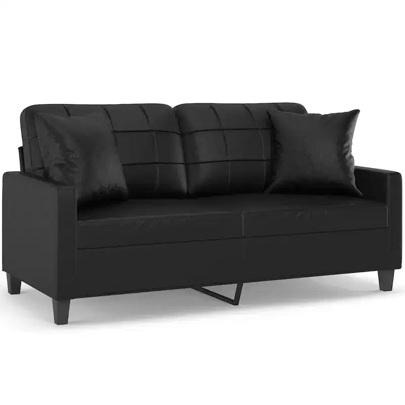2-seater Sofa Black 75% Polyvinylchloride, 20% Polyester, 5% Cotton