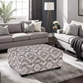 Royal Hampton Ottoman, Geometric Gray White Polyester, Solid Wood, 40 Inch