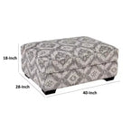 Pouf Royal Hampton, Poliestere grigio bianco geometrico, Legno massello, 40 pollici