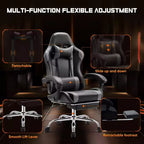 Sedia da gioco ergonomica Okak con poggiapiedi e supporto lombare, sedia da computer con poggiatesta e braccioli, sedia con ruote per studio e ufficio