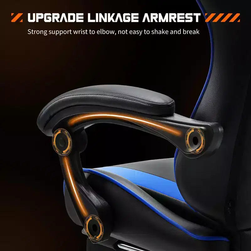 Sedia da gioco ergonomica Okak con poggiapiedi e supporto lombare, sedia da computer con poggiatesta e braccioli, sedia con ruote per studio e ufficio