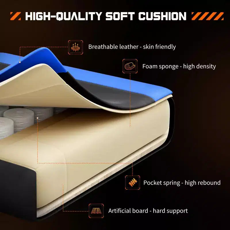 Sedia da gioco ergonomica Okak con poggiapiedi e supporto lombare, sedia da computer con poggiatesta e braccioli, sedia con ruote per studio e ufficio