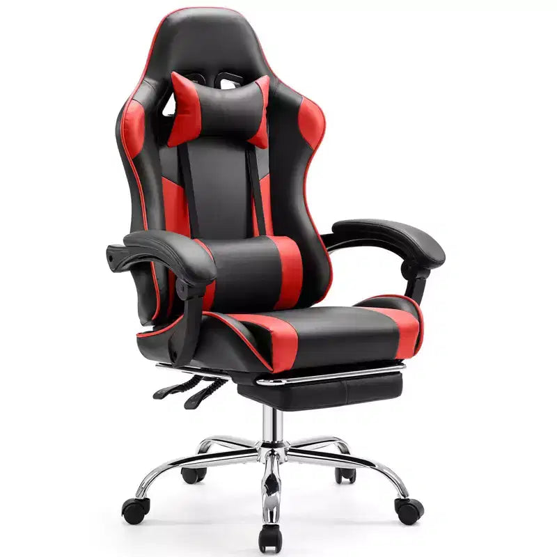 Sedia da gioco ergonomica Okak con poggiapiedi e supporto lombare, sedia da computer con poggiatesta e braccioli, sedia con ruote per studio e ufficio