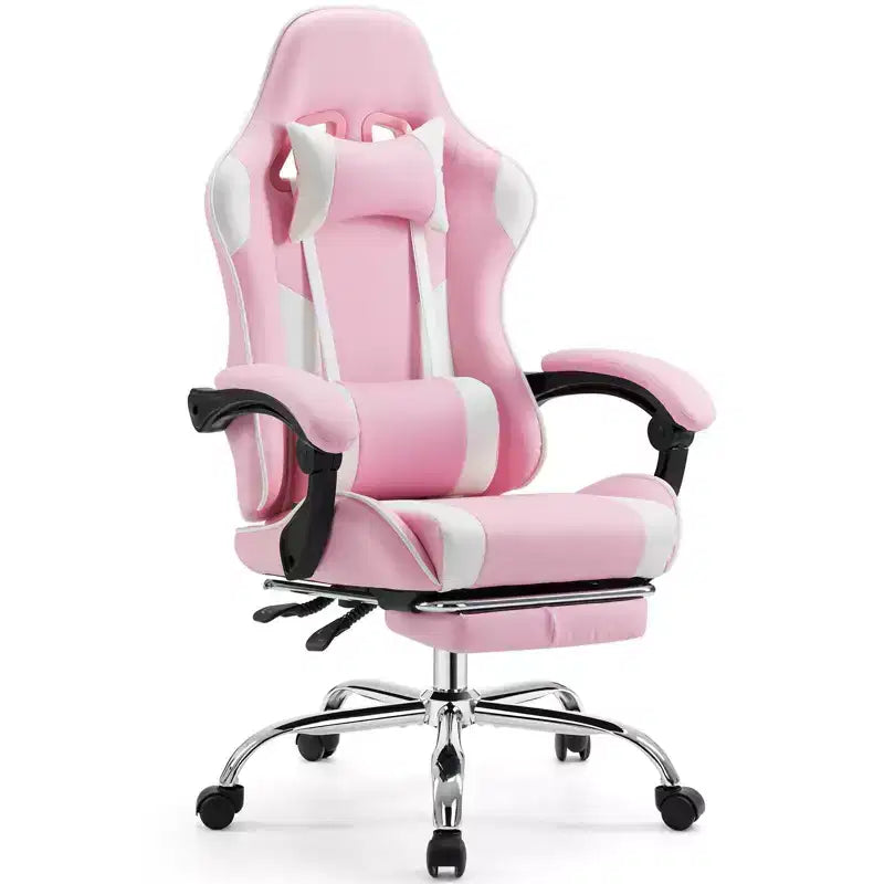 Sedia da gioco ergonomica Okak con poggiapiedi e supporto lombare, sedia da computer con poggiatesta e braccioli, sedia con ruote per studio e ufficio