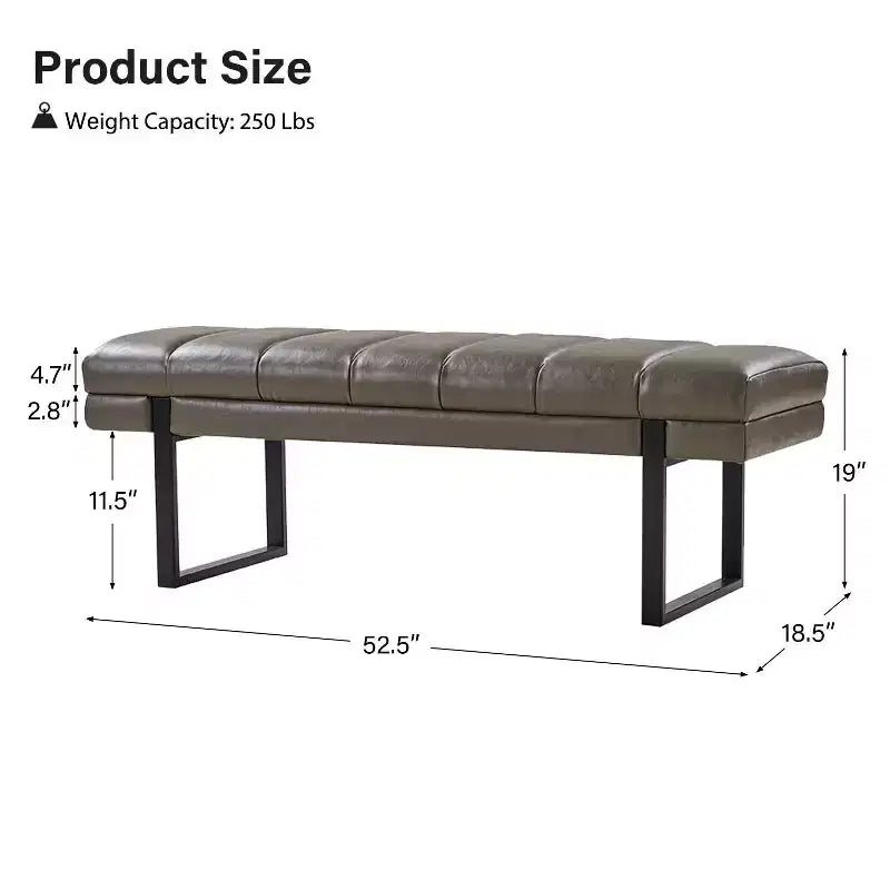 Panca Anahli Modern con Design a Canali Trapuntati in Pelle VeganaArtful Living Design