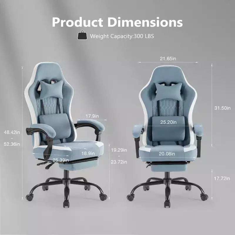 Sedia da ufficio ergonomica Okak con braccioli imbottiti, sedia da gaming con poggiapiedi e supporto lombare, sedia girevole con ruote per casa e ufficio