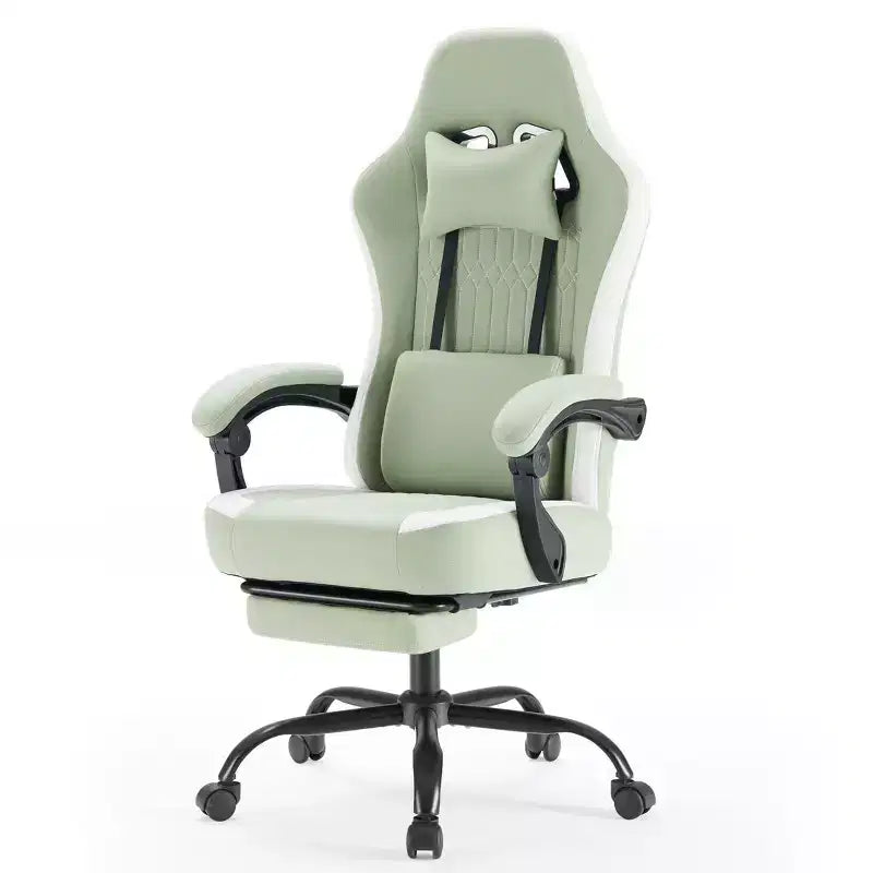 Sedia da ufficio ergonomica Okak con braccioli imbottiti, sedia da gaming con poggiapiedi e supporto lombare, sedia girevole con ruote per casa e ufficio