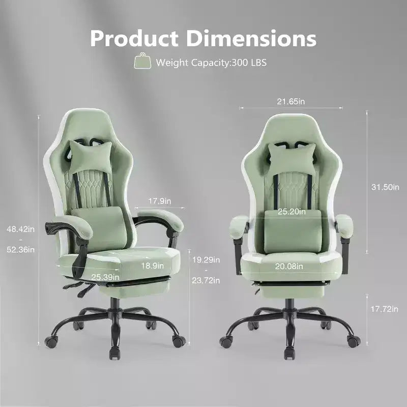 Sedia da ufficio ergonomica Okak con braccioli imbottiti, sedia da gaming con poggiapiedi e supporto lombare, sedia girevole con ruote per casa e ufficio