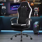 Sedia da ufficio ergonomica Okak con braccioli imbottiti, sedia da gaming con poggiapiedi e supporto lombare, sedia girevole con ruote per casa e ufficio