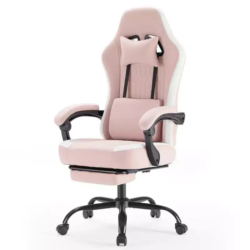 Sedia da ufficio ergonomica Okak con braccioli imbottiti, sedia da gaming con poggiapiedi e supporto lombare, sedia girevole con ruote per casa e ufficio