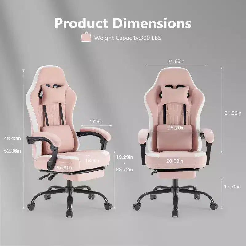 Sedia da ufficio ergonomica Okak con braccioli imbottiti, sedia da gaming con poggiapiedi e supporto lombare, sedia girevole con ruote per casa e ufficio