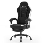 Sedia da ufficio ergonomica Okak con braccioli imbottiti, sedia da gaming con poggiapiedi e supporto lombare, sedia girevole con ruote per casa e ufficio