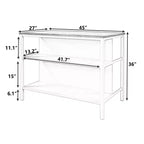 Okak Rustic Stationary Kitchen Island with Rubberwood Butcher, Kitchen Cart with 2 Open Shelves, Kitchen Island Table for Small Space, Walnut