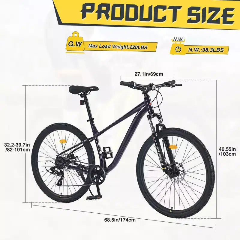 Mountain bike Whisen 27.5 con cambio posteriore a 8 velocità, sospensione anteriore, telaio in acciaio