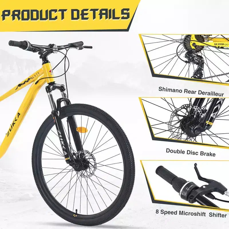 Mountain bike Whisen 27.5 con cambio posteriore a 8 velocità, sospensione anteriore, telaio in acciaio
