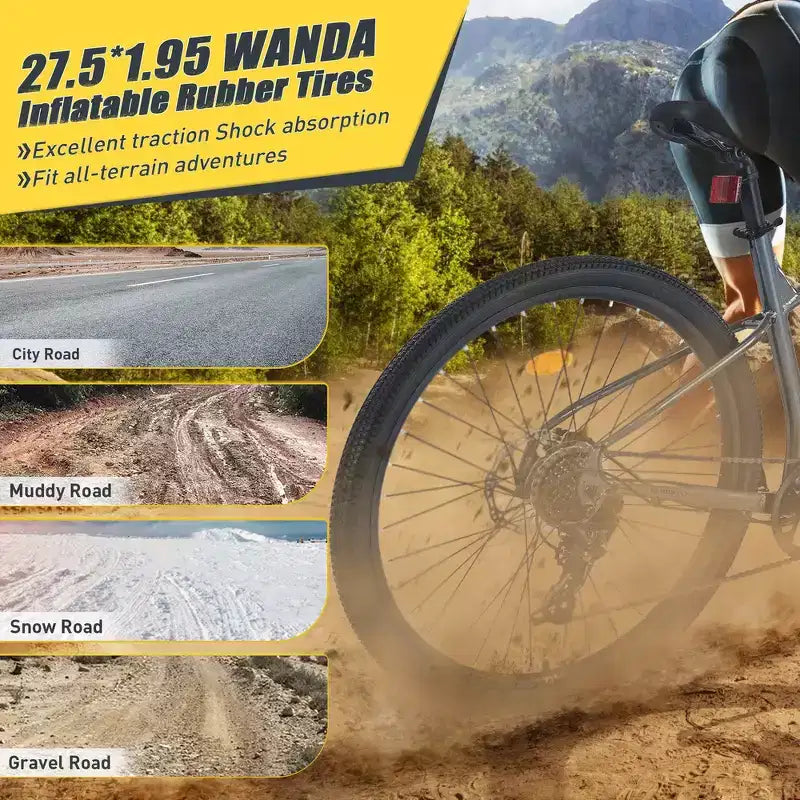 Mountain bike Whisen 27.5 con cambio posteriore a 8 velocità, sospensione anteriore, telaio in acciaio