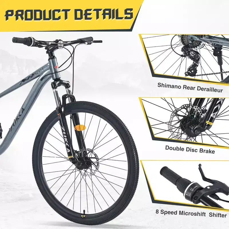 Mountain bike Whisen 27.5 con cambio posteriore a 8 velocità, sospensione anteriore, telaio in acciaio