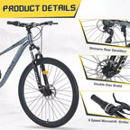 Mountain bike Whisen 27.5 con cambio posteriore a 8 velocità, sospensione anteriore, telaio in acciaio