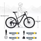 Mountain bike Whisen 27.5 con cambio posteriore a 8 velocità, sospensione anteriore, telaio in acciaio