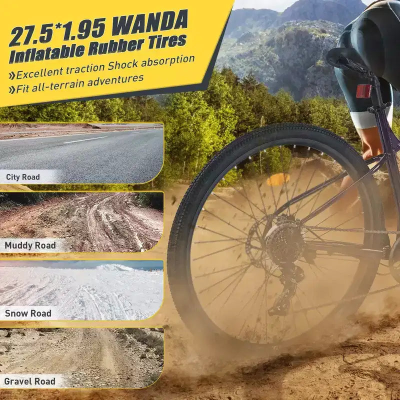 Mountain bike Whisen 27.5 con cambio posteriore a 8 velocità, sospensione anteriore, telaio in acciaio