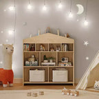 Mobiletto a 9 Ripiani, Armadio per Bambini, Scaffale Antiribaltamento Sicuro di Colore Bianco per Cameretta, Sala Giochi