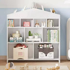 Mobiletto a 9 Ripiani, Armadio per Bambini, Scaffale Antiribaltamento Sicuro di Colore Bianco per Cameretta, Sala Giochi