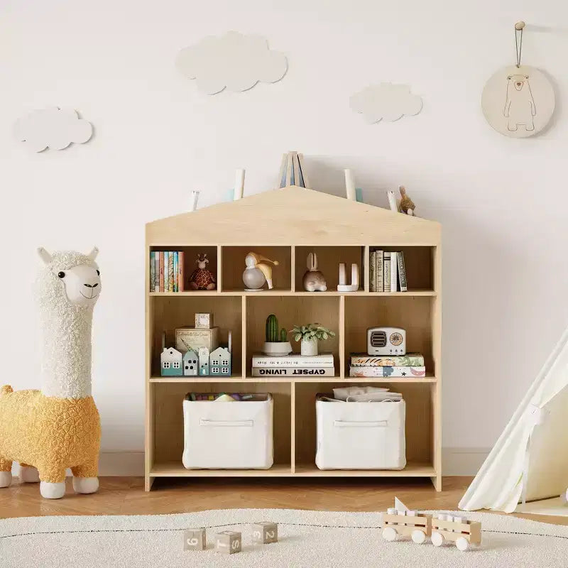 Mobiletto a 9 Ripiani, Armadio per Bambini, Scaffale Antiribaltamento Sicuro di Colore Bianco per Cameretta, Sala Giochi