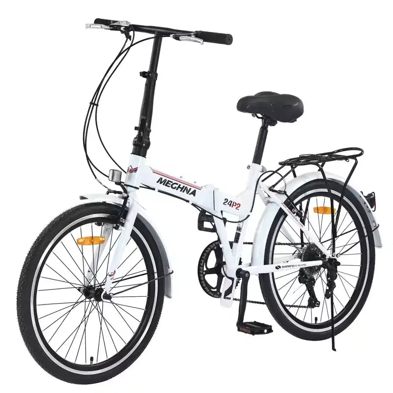Whisen 24 Bicicletta Pieghevole da Città, Biciclette per Adulti con Shimano 7-Velocità, Telaio in Acciaio