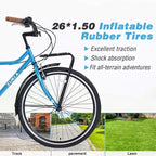 Whisen 26 Bici Vintage, Bici Retro da Pendolarismo con 7 Velocità, Telaio in Acciaio, doppio freno
