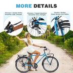 Whisen 26 Bici Vintage, Bici Retro da Pendolarismo con 7 Velocità, Telaio in Acciaio, doppio freno