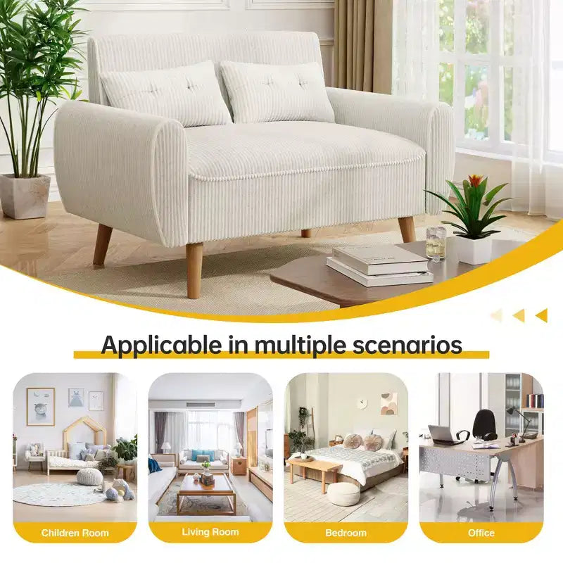 Celebalcony Piccolo Divano a Due Posti Moderno, Divanetto a 2 Posti Imbottito per Piccoli Spazi, Salotto, Monolocale, Appartamento con 2 Cuscini