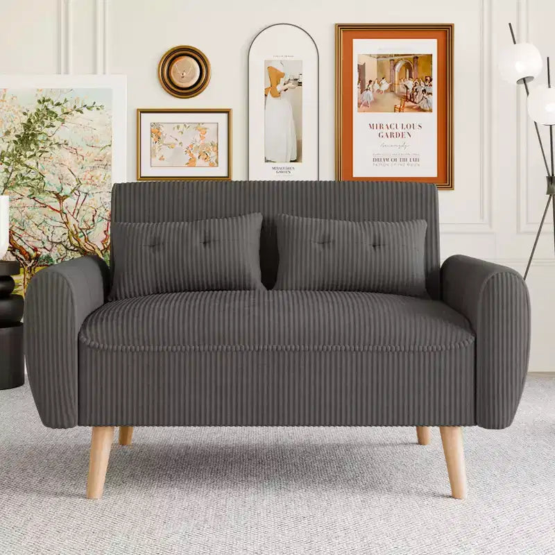 Celebalcony Small Modern Loveseat Couch Sofa, Upholstered 2-Seat Sofa Love Seats for Small Space,Living Room,Studio,Apartment with 2 Pillows