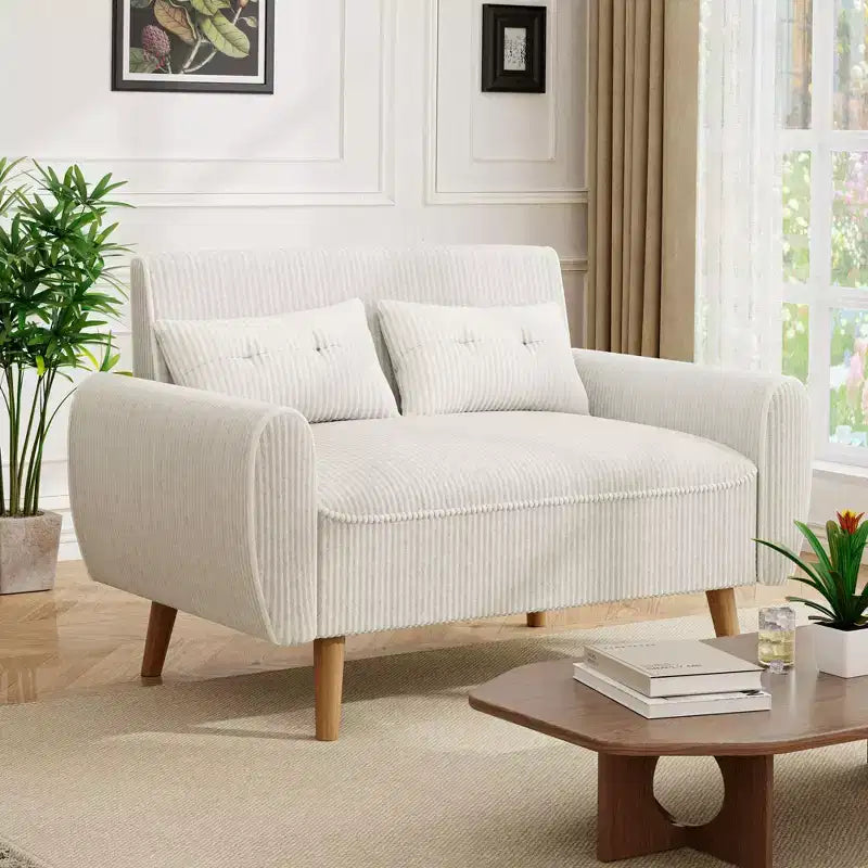 Celebalcony Small Modern Loveseat Couch Sofa, Upholstered 2-Seat Sofa Love Seats for Small Space,Living Room,Studio,Apartment with 2 Pillows