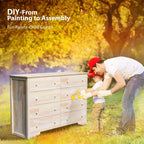 VINGLI 55 W Solid Wood Dresser 8 Drawer, Unfinished Chest for Color DIY