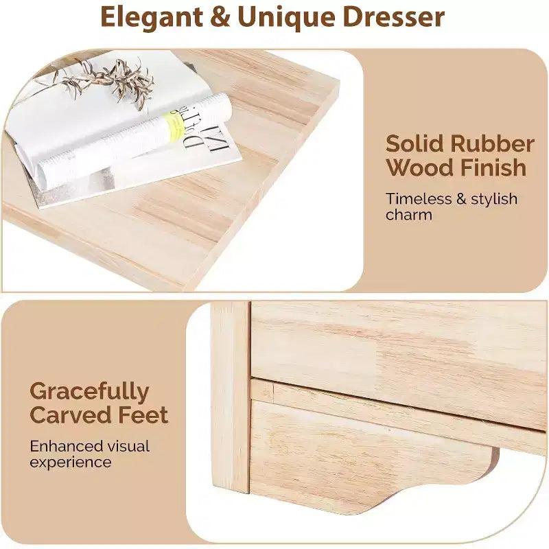VINGLI 55 W Solid Wood Dresser 8 Drawer, Unfinished Chest for Color DIY