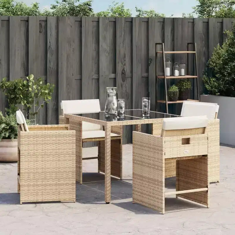 vidaXL Sedie da giardino con cuscini Mobili da esterno 4 pz Rattan sintetico beige