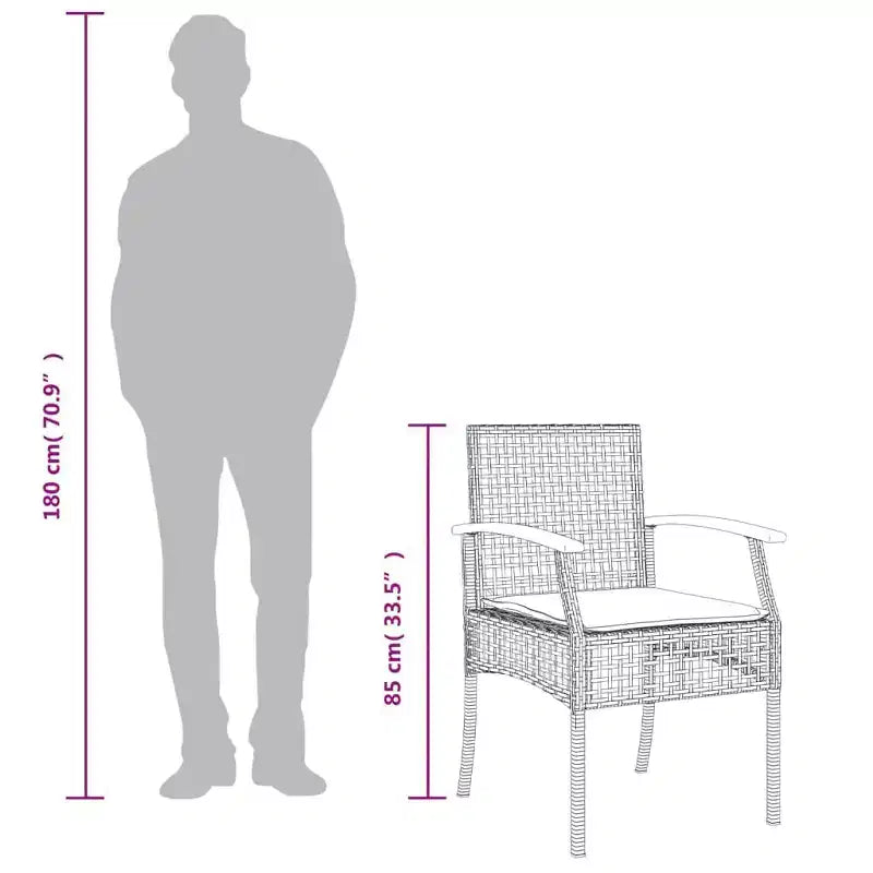 vidaXL Patio Chairs with Cushions Outdoor 4 Pcs Gray Poly Rattan Acacia Wood