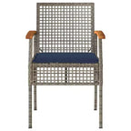 vidaXL Patio Chairs with Cushions Outdoor 4 Pcs Gray Poly Rattan Acacia Wood