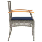 vidaXL Patio Chairs with Cushions Outdoor 4 Pcs Gray Poly Rattan Acacia Wood
