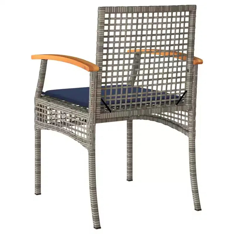 vidaXL Patio Chairs with Cushions Outdoor 4 Pcs Gray Poly Rattan Acacia Wood