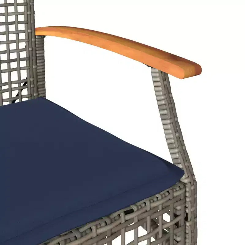 vidaXL Patio Chairs with Cushions Outdoor 4 Pcs Gray Poly Rattan Acacia Wood