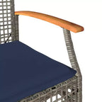 vidaXL Patio Chairs with Cushions Outdoor 4 Pcs Gray Poly Rattan Acacia Wood